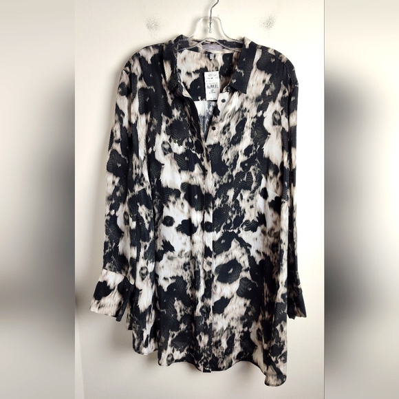 NWT Erfo tunic shirt abstract print blouse top trendy 22 Plus size new cupro - Picture 1 of 16